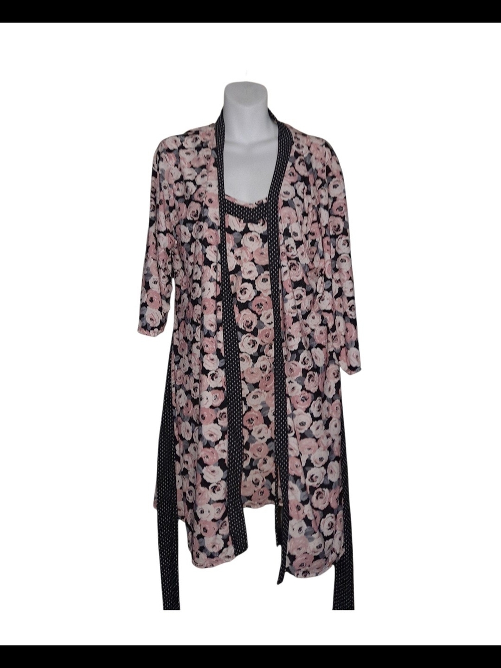 Women’s Floral Pink & Black Sleep Robe Set